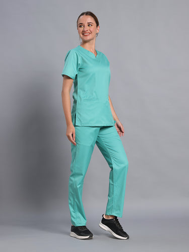 Move Lite Women Mint Green (Soft V Neck) Scrub Set