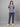 Stretchable (2Way) Female Denim Blue Texture V-Neck With Straight Pant Scrub Set