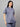 Stretchable (2Way) Female Denim Blue Textured Mandarin Neck Scrub Top