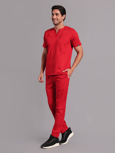 Move Lite Men Ember Red (Neo Notch Neck) Scrub Set
