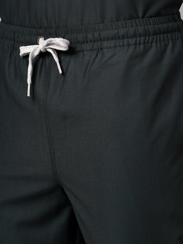 Stretchable (4Way) Male Mid Night Green Straight Scrub Pant