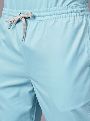 Stretchable (2Way) Male Aqua Blue Straight Scrub Pant