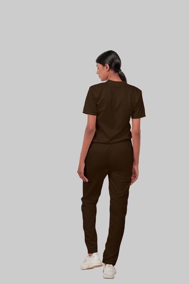 Stretchable (4Way) Female Brown Straight Scrub Scrub Pant