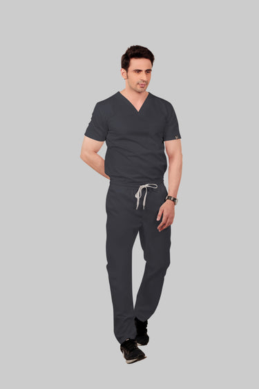 Stretchable (2Way) Male Dark Gray Straight Scrub Pant