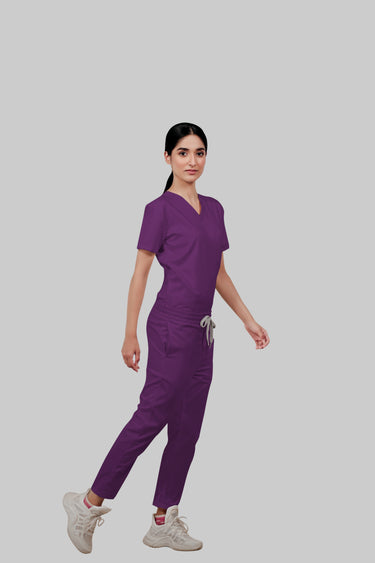 Stretchable (2Way) Women Purple Straight Scrub Pant