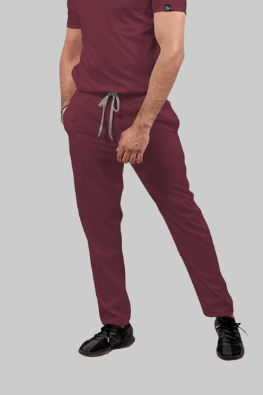 Stretchable (4Way) Male Burgundy Straight Scrub Pant