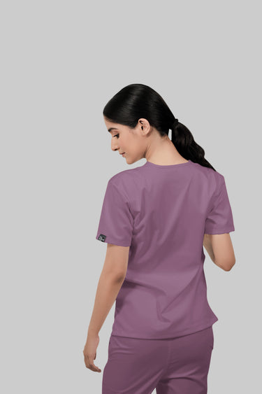 Stretchable (2Way) Female Lilac V-Neck With Jogger Scrub Set