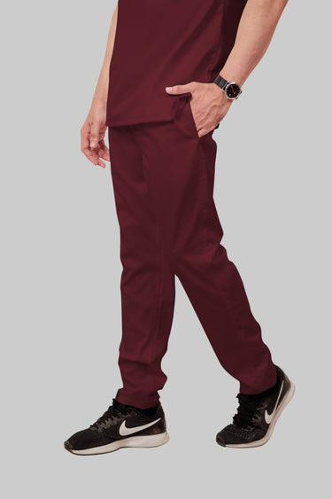 Stretchable (2Way) Male Maroon Straight Scrub Pant