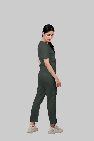 Stretchable (2Way) Women Bottle Green Straight Scrub Pant