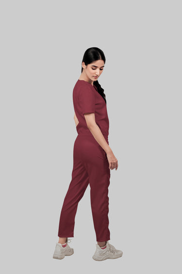 Stretchable (2Way) Women Maroon Straight Scrub Pant