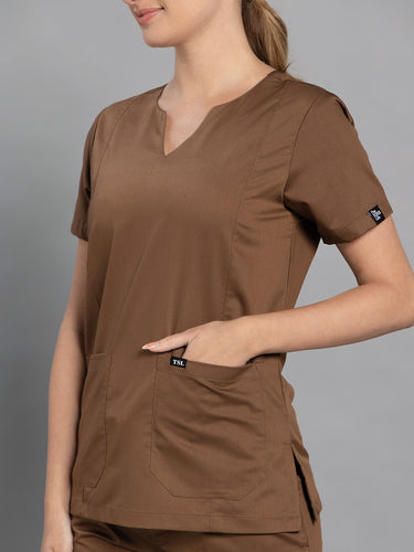 Move Lite Women Mocha (Nova V Neck) Scrub Set