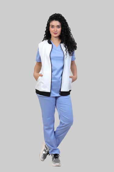 Women White Sleeve-less Jacket