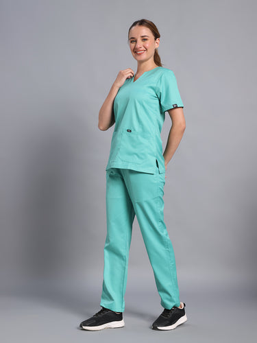 Move Lite Women Matcha Mist (Nova V Neck) Scrub Set