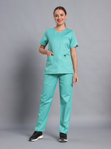 Move Lite Women Matcha Mist (Core V Neck) Scrub Set