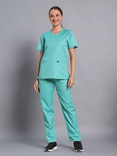 Move Lite Women Matcha Mist (Soft V Neck) Scrub Set