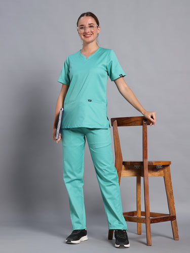 Move Lite Women Matcha Mist (Soft V Neck) Scrub Set