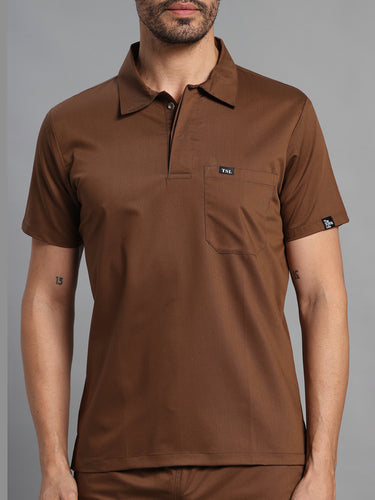 Move Lite Men Mocha (Polo Neck) Scrub Set