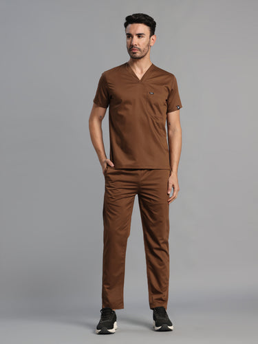 Move Lite Men Mocha (V Neck) Scrub Set