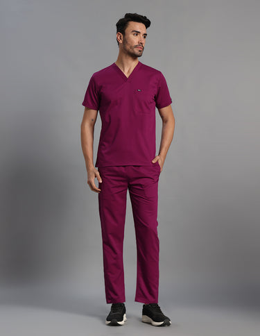 Move Lite Men Plum (V Neck) Scrub Set