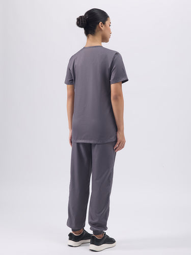 Stretchable (2Way) Women Dark Gray V-Neck Scrub Top