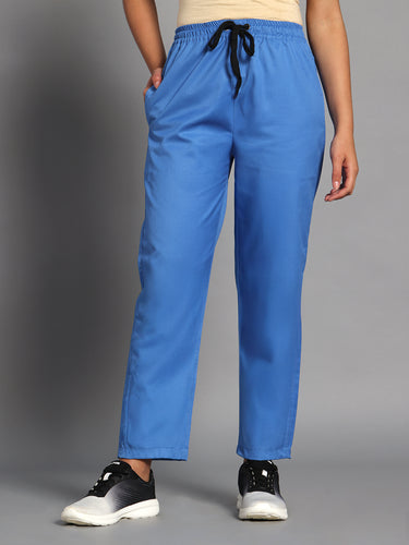 Stretchable (2Way) Female Light Blue V-Neck With Straight Pant Scrub Set