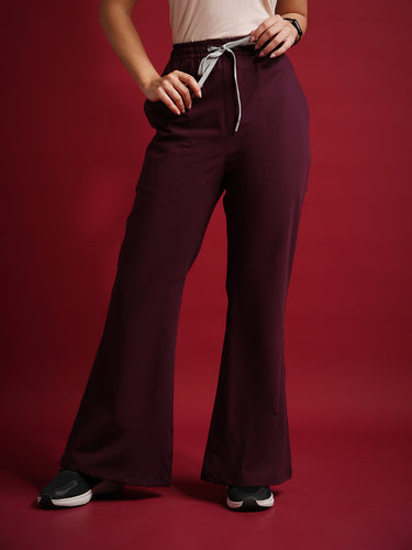 Monarch 4way Stretchable (Wine) With Flared Pant Set