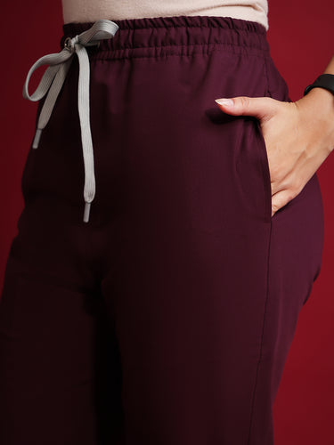 Wine (4Way) Stretchable Flared Pants
