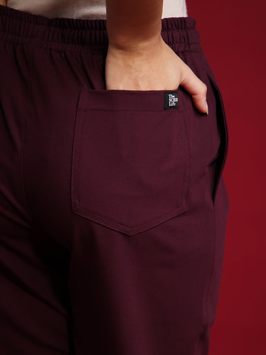 Wine (4Way) Stretchable Flared Pants