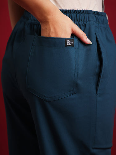 Peacock Blue (4Way) Stretchable Flared Pants