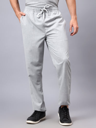 Stretchable (4Way) Male Light Grey V-Neck With Straight Pant Scrub Set