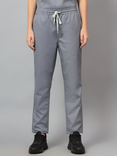 Stretchable (2Way) Female Graphite Mandarin Neck With Straight Pant Scrub Set