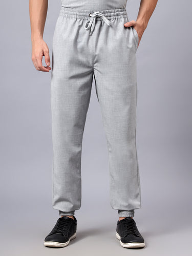 Stretchable (4Way) Male Light Grey Mandarin Neck with Jogger Scrub Set