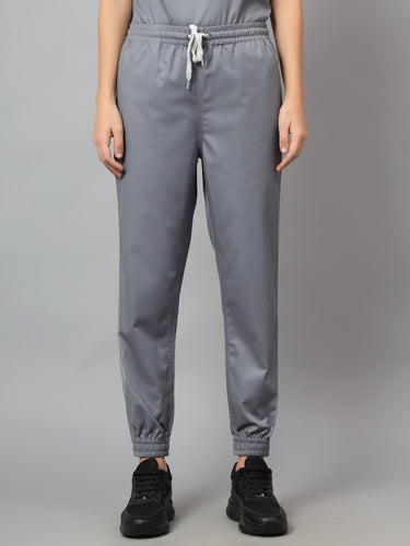 Stretchable (2Way) Female Graphite V-Neck With Jogger Scrub Set