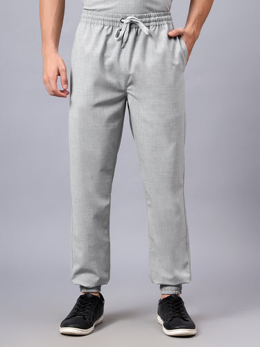 Stretchable (4Way) Male Light Grey V-Neck With Jogger Scrub Set