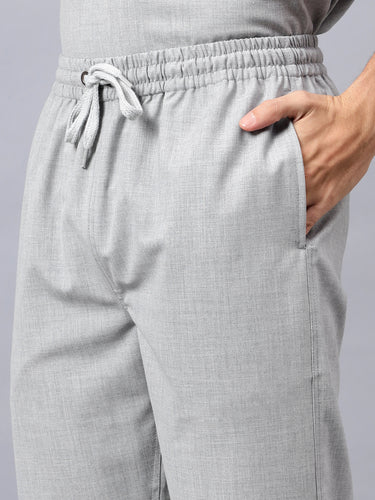 Stretchable (4Way) Male Light Grey Mandarin Neck with Straight Pant Scrub Set