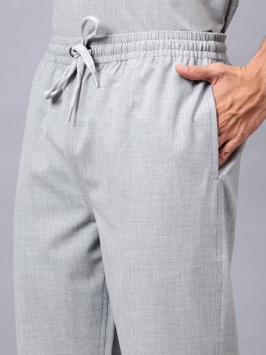 Stretchable (4Way) Male Light Grey V-Neck With Straight Pant Scrub Set