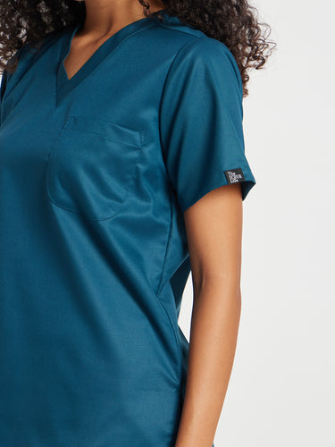 Stretchable (2Way) Female Forest Green V-Neck Scrub Top