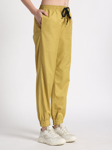 Stretchable (2Way) Female Mustard V-Neck With Jogger Scrub Set