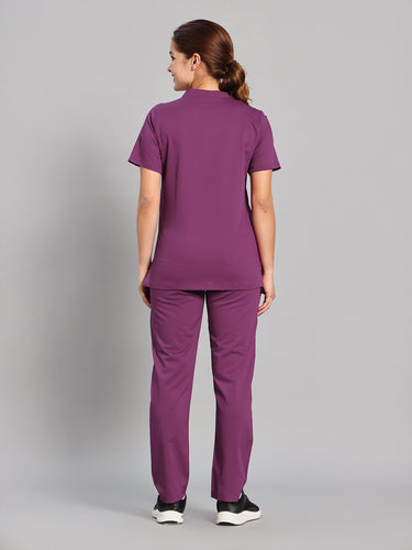 Move Lite Women Plum (Star V Neck) Scrub Set