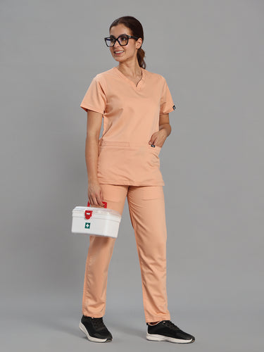 Move Lite Women Coral Mist (Soft V Neck) Scrub Set