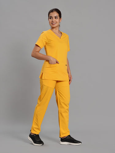 Move Lite Women Marigold (Soft V Neck) Scrub Set