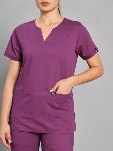 Move Lite Women Plum (Nova V Neck) Scrub Set