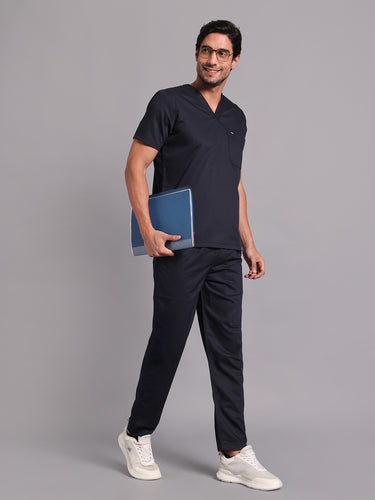 Move lite Men Navy Ink blue (V Neck) Scrub Set