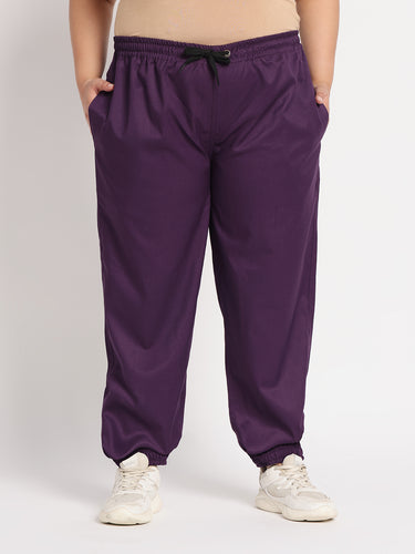 Stretchable (2way) Female Purple V-Neck With Jogger Scrub Set