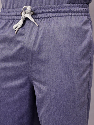 Stretchable (2Way) Male Denim Blue Texture Straight Scrub Pant