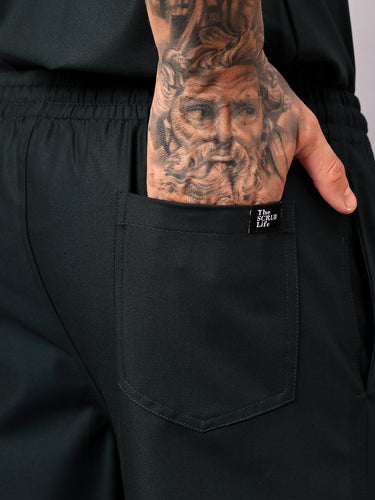 Stretchable (4Way) Male Mid Night Green Straight Scrub Pant