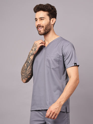 Stretchable (2Way) Male Graphite V-Neck Scrub Top