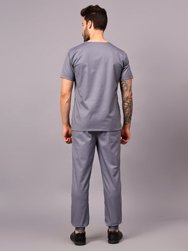 Stretchable (2Way) Male Graphite V-Neck With Jogger Scrub Set