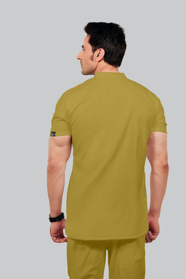 Stretchable (2Way) Male Mustard Mandarin Neck Scrub Top