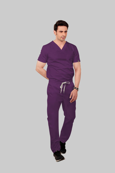 Stretchable (2Way) Male Purple Straight Scrub Pant